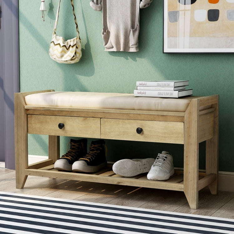 [US Warehouse] Home Multifunctional Shoes Racks with Seat & Drawer, Size: 39x14x19.8 inch (Gray)