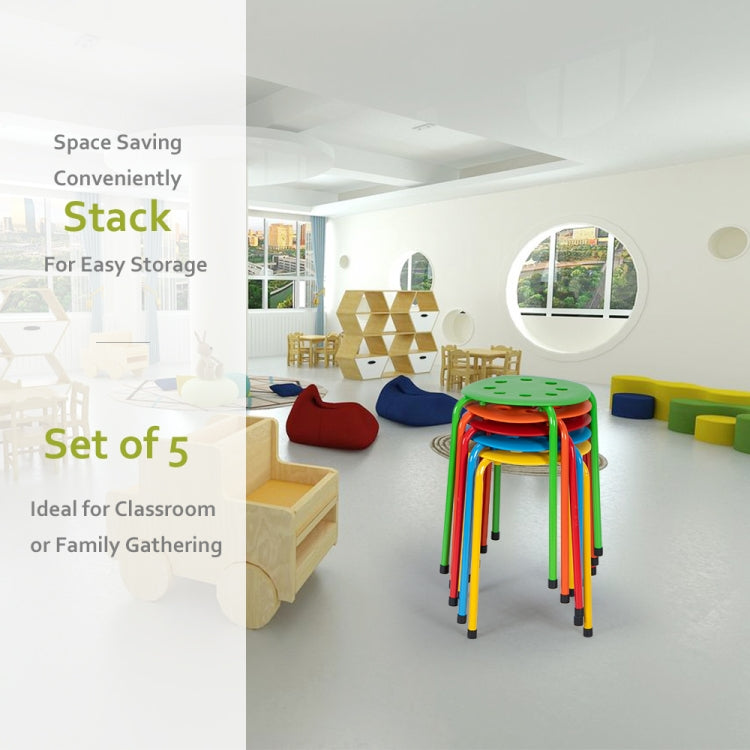 [US Warehouse] 5 PCS Stackable Round Stool In Five Colors