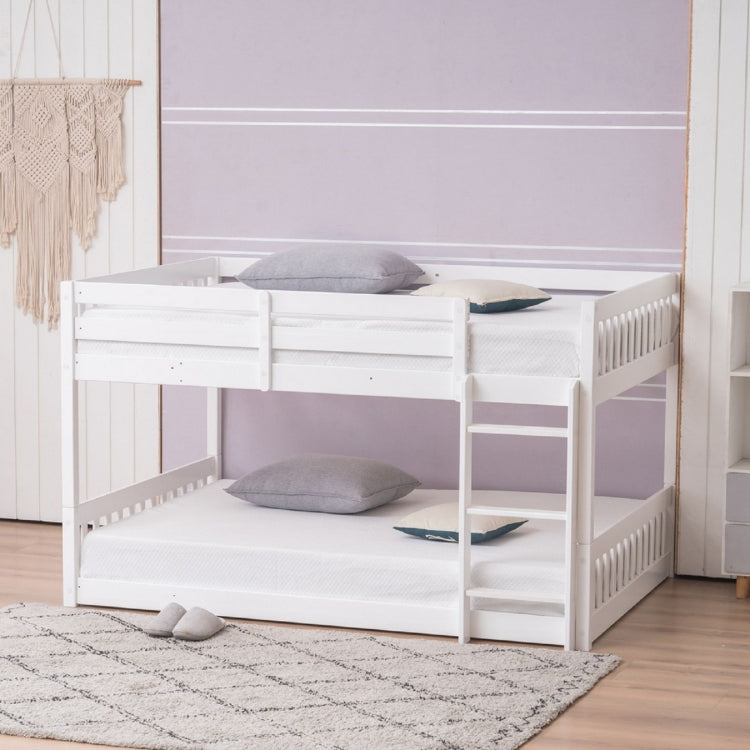 [US Warehouse] Pine Low Bunk Bed with Ladder, Size: 200x143.5x120.5cm