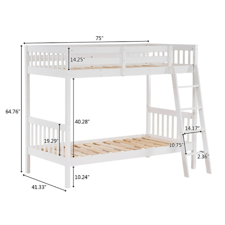 [US Warehouse] Pine High Tall Bunk Bed with Ladder, Size: 200x105.5x164.5cm