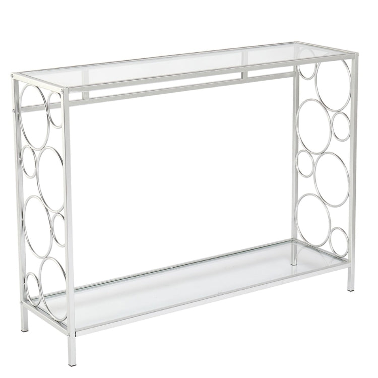 [US Warehouse] FCH Toughened Glass Panel Console Table, Style: Circle Shape, Size: 102x30.5x76cm
