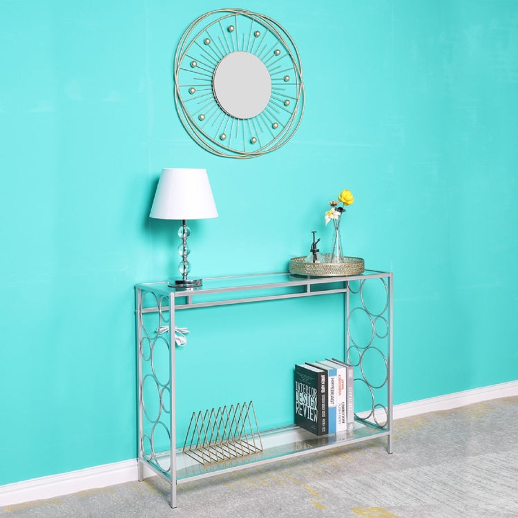 [US Warehouse] FCH Toughened Glass Panel Console Table, Style: Circle Shape, Size: 102x30.5x76cm