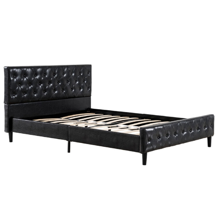 [US Warehouse] Button Decoration PU Iron Bed, Size: 193x153x92cm