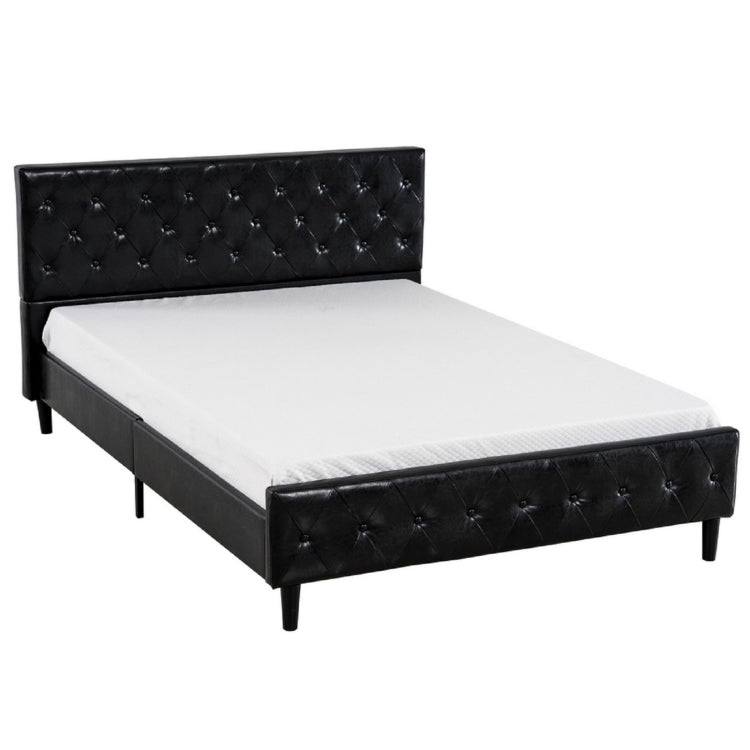 [US Warehouse] Button Decoration PU Iron Bed, Size: 193x153x92cm
