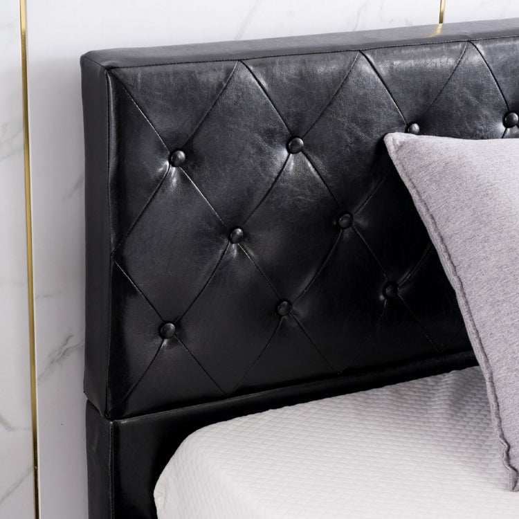 [US Warehouse] Button Decoration PU Iron Bed, Size: 193x153x92cm