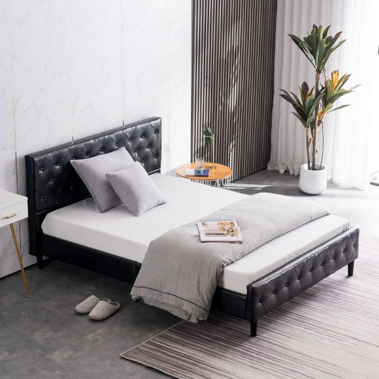 [US Warehouse] Button Decoration PU Iron Bed, Size: 193x153x92cm