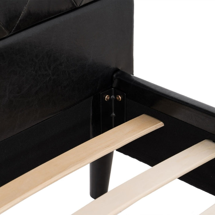 [US Warehouse] Button Decoration PU Iron Bed, Size: 193x115x92cm
