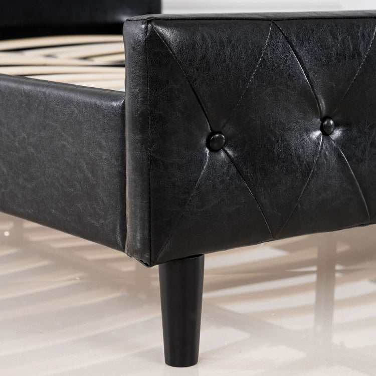 [US Warehouse] Button Decoration PU Iron Bed, Size: 193x115x92cm