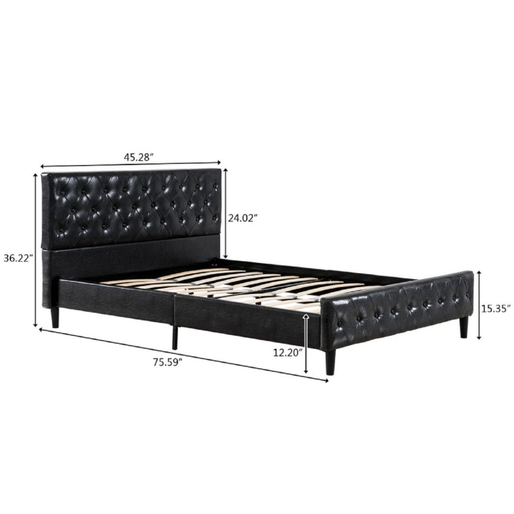 [US Warehouse] Button Decoration PU Iron Bed, Size: 193x115x92cm