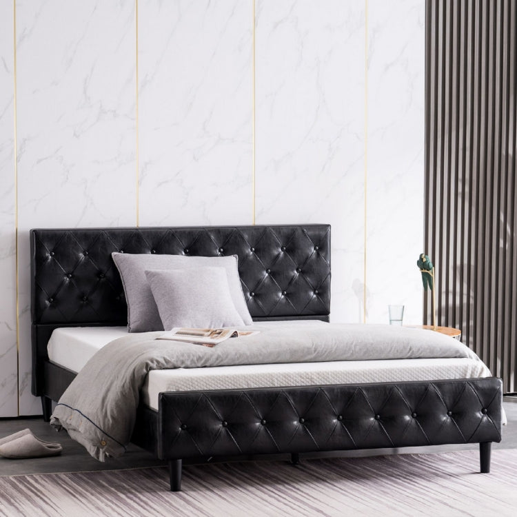 [US Warehouse] Button Decoration PU Iron Bed, Size: 193x115x92cm