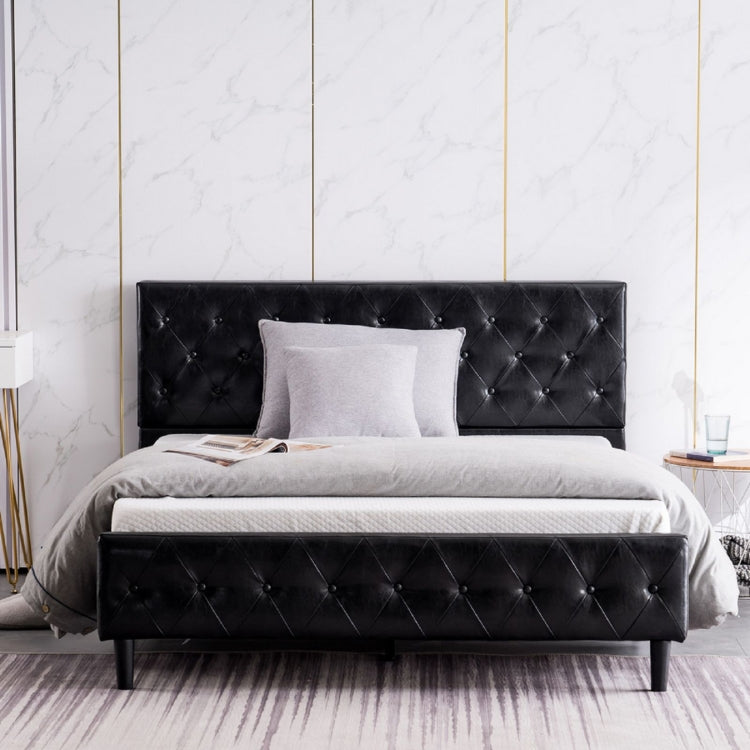 [US Warehouse] Button Decoration PU Iron Bed, Size: 193x115x92cm