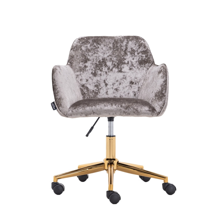 [US Warehouse] Home Office Simple Fashion Velvet Chair with Gold Metal Legs (Grey Crush)