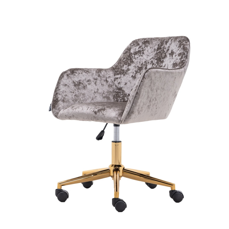 [US Warehouse] Home Office Simple Fashion Velvet Chair with Gold Metal Legs (Grey Crush)