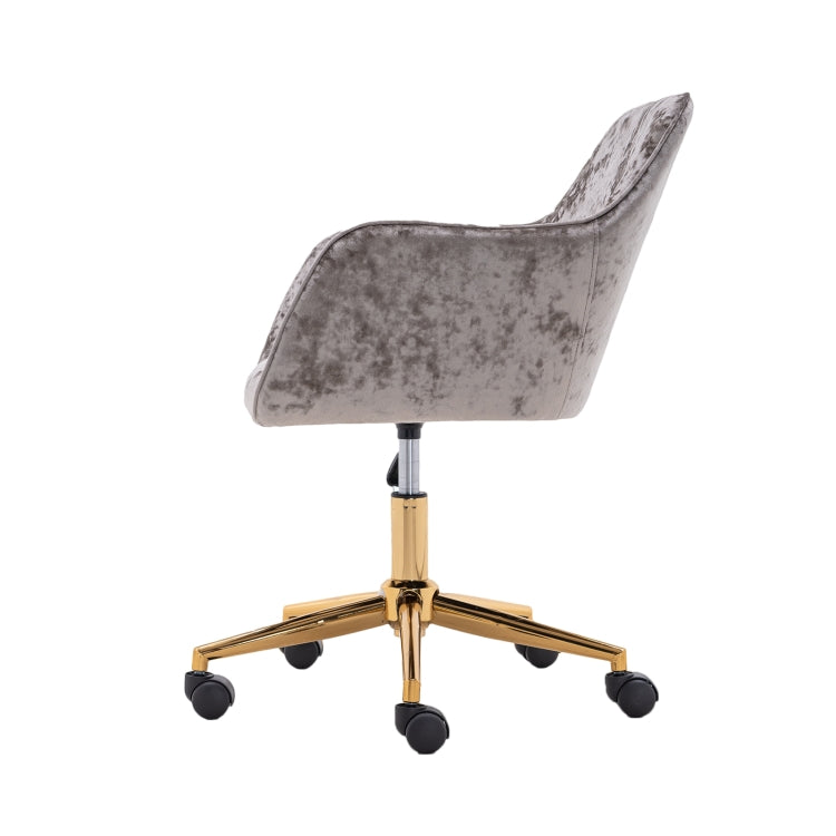 [US Warehouse] Home Office Simple Fashion Velvet Chair with Gold Metal Legs (Grey Crush)
