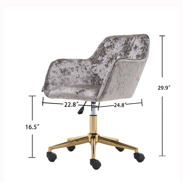 [US Warehouse] Home Office Simple Fashion Velvet Chair with Gold Metal Legs (Grey Crush)