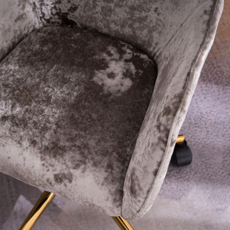 [US Warehouse] Home Office Simple Fashion Velvet Chair with Gold Metal Legs (Grey Crush)