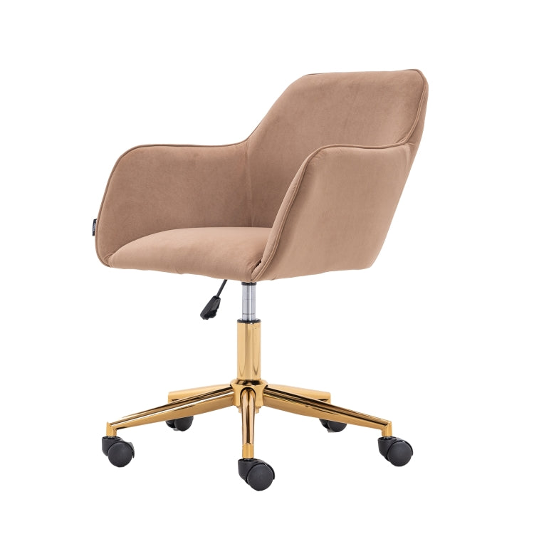 [US Warehouse] Home Office Simple Fashion Velvet Chair with Gold Metal Legs (Brown)