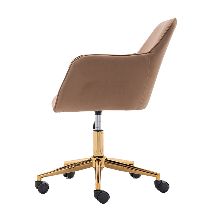 [US Warehouse] Home Office Simple Fashion Velvet Chair with Gold Metal Legs (Brown)