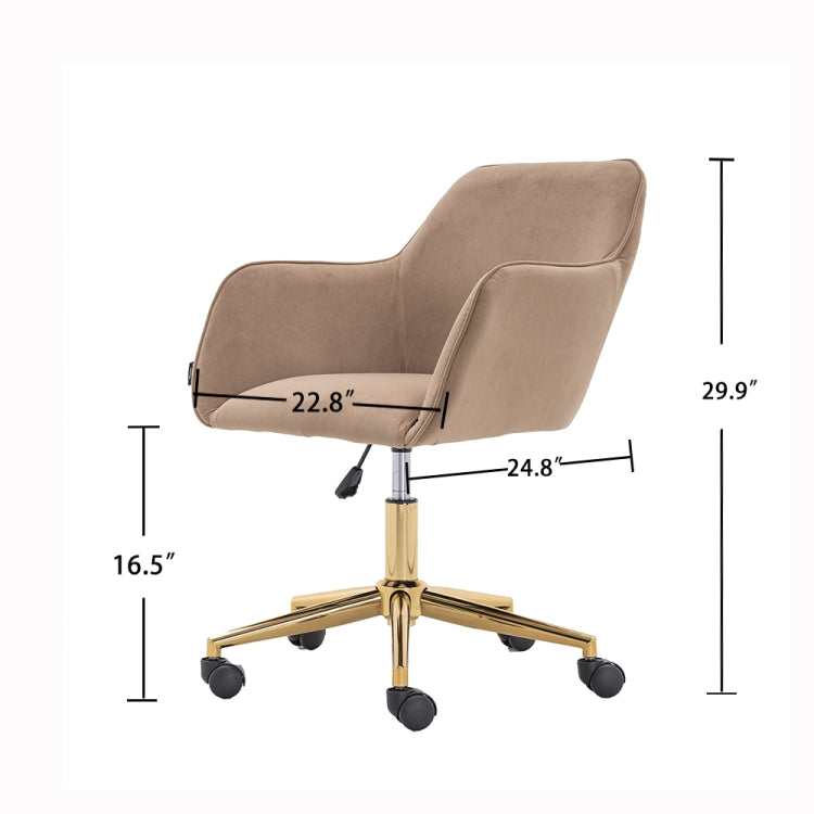 [US Warehouse] Home Office Simple Fashion Velvet Chair with Gold Metal Legs (Brown)