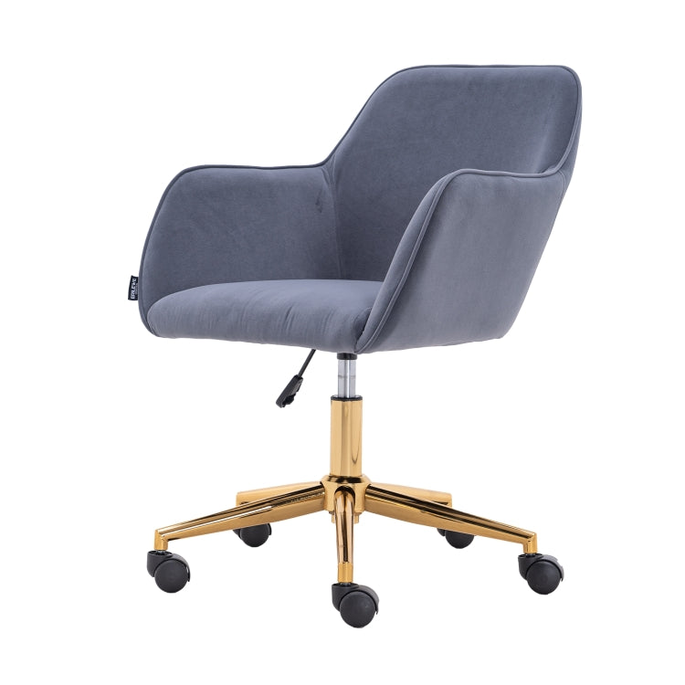 [US Warehouse] Home Office Simple Fashion Velvet Chair with Gold Metal Legs (Grey)