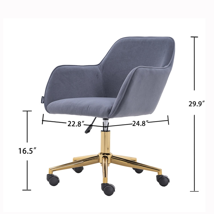 [US Warehouse] Home Office Simple Fashion Velvet Chair with Gold Metal Legs (Grey)
