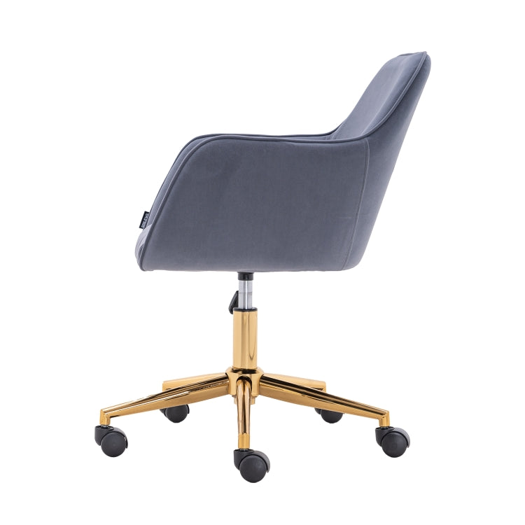 [US Warehouse] Home Office Simple Fashion Velvet Chair with Gold Metal Legs (Grey)