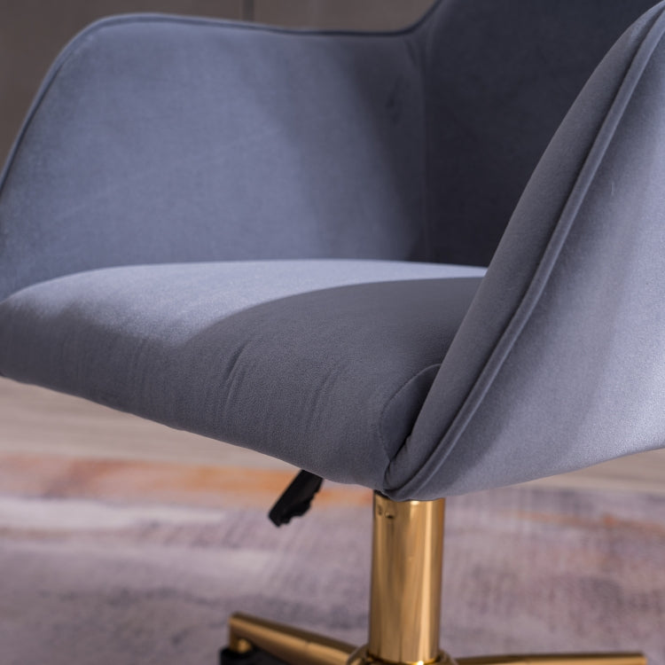 [US Warehouse] Home Office Simple Fashion Velvet Chair with Gold Metal Legs (Grey)