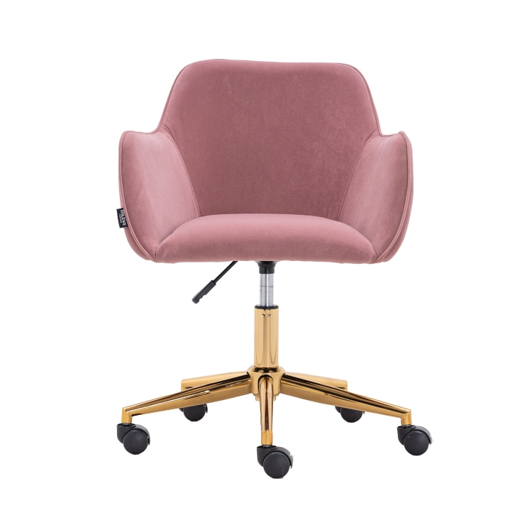 [US Warehouse] Home Office Simple Fashion Velvet Chair with Gold Metal Legs (Pink)