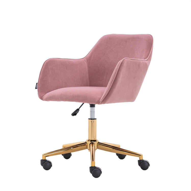 [US Warehouse] Home Office Simple Fashion Velvet Chair with Gold Metal Legs (Pink)