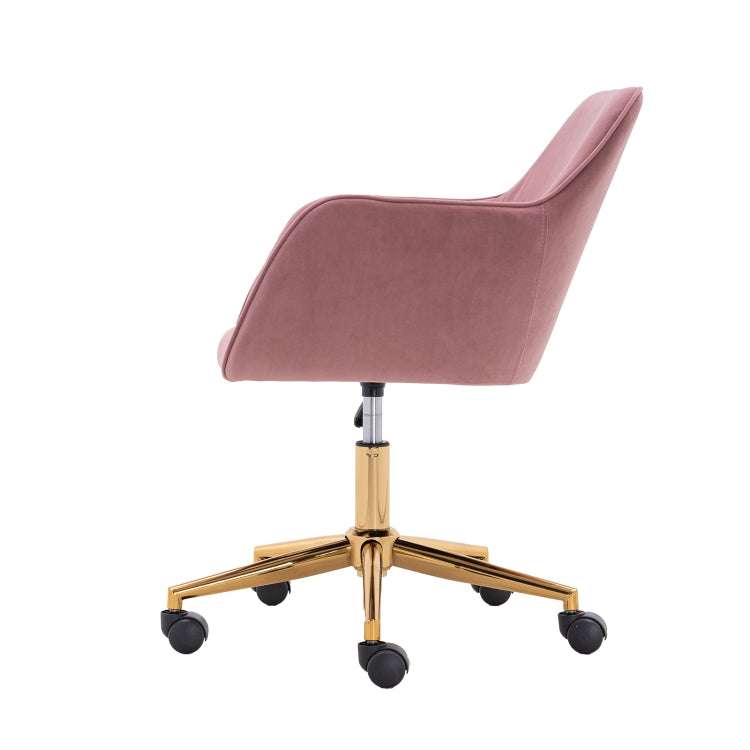 [US Warehouse] Home Office Simple Fashion Velvet Chair with Gold Metal Legs (Pink)