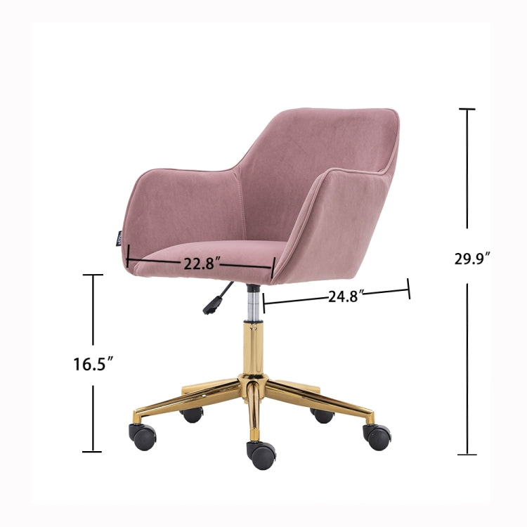 [US Warehouse] Home Office Simple Fashion Velvet Chair with Gold Metal Legs (Pink)