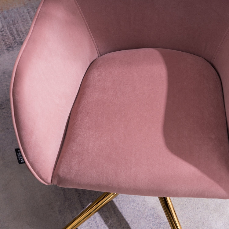 [US Warehouse] Home Office Simple Fashion Velvet Chair with Gold Metal Legs (Pink)