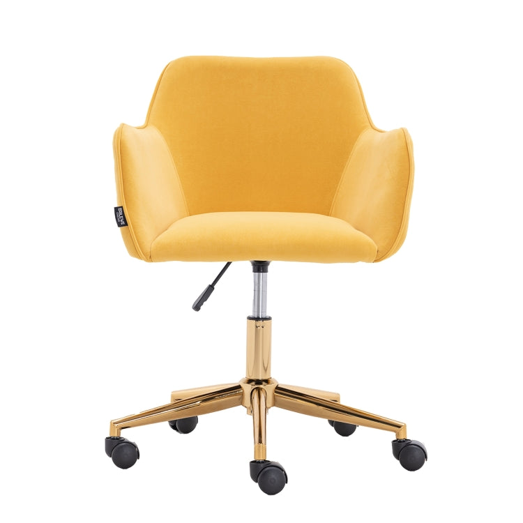 [US Warehouse] Home Office Simple Fashion Velvet Chair with Gold Metal Legs (Yellow)