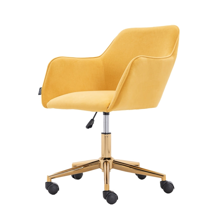 [US Warehouse] Home Office Simple Fashion Velvet Chair with Gold Metal Legs (Yellow)