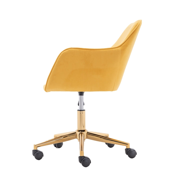 [US Warehouse] Home Office Simple Fashion Velvet Chair with Gold Metal Legs (Yellow)