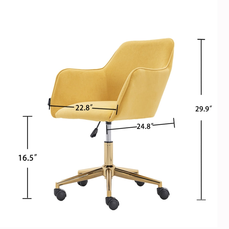 [US Warehouse] Home Office Simple Fashion Velvet Chair with Gold Metal Legs (Yellow)