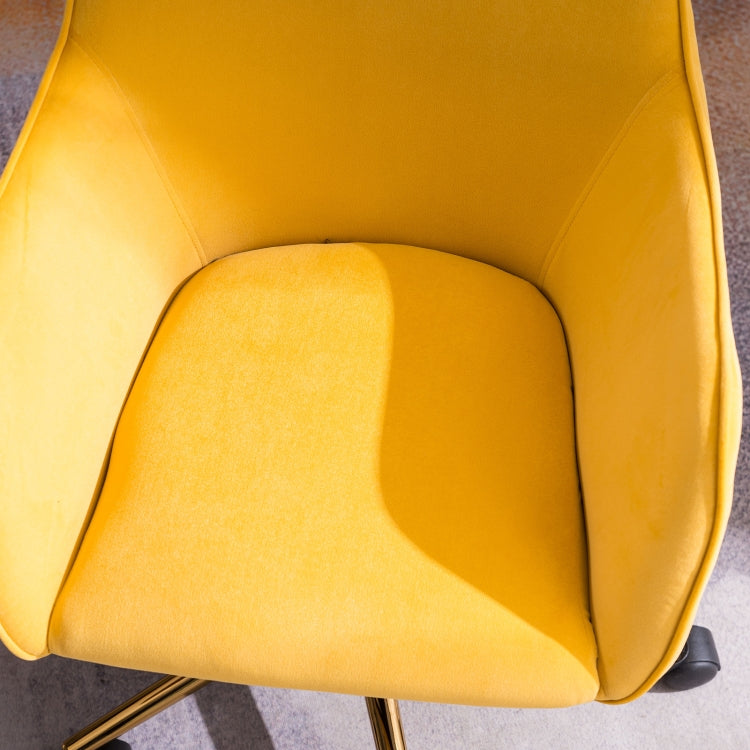 [US Warehouse] Home Office Simple Fashion Velvet Chair with Gold Metal Legs (Yellow)