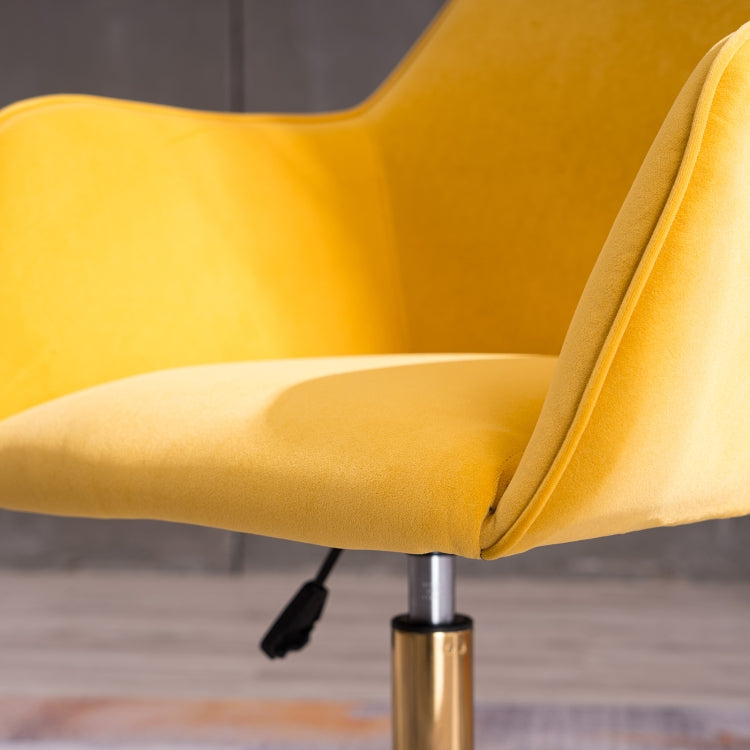 [US Warehouse] Home Office Simple Fashion Velvet Chair with Gold Metal Legs (Yellow)