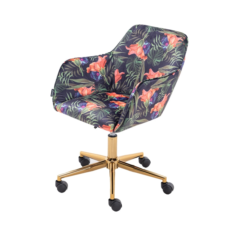 [US Warehouse] Home Office Simple Fashion Velvet Chair with Gold Metal Legs (Flower)
