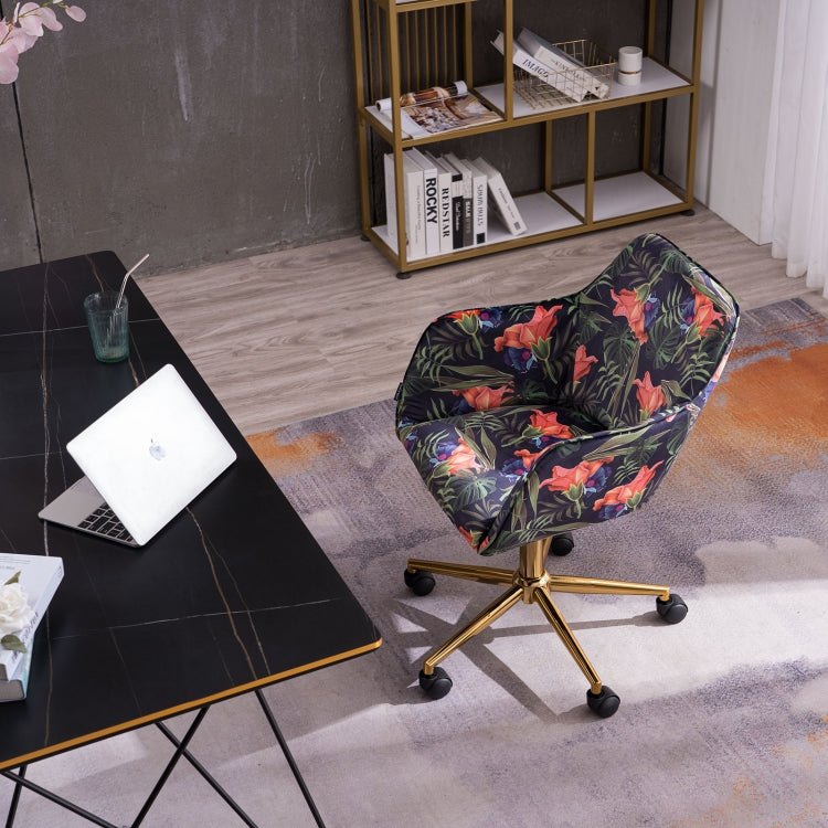 [US Warehouse] Home Office Simple Fashion Velvet Chair with Gold Metal Legs (Flower)