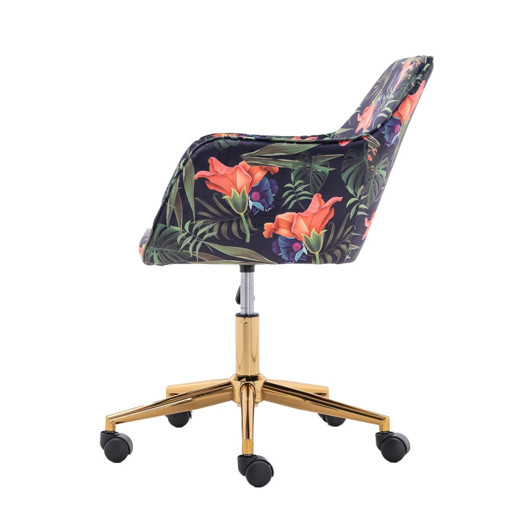 [US Warehouse] Home Office Simple Fashion Velvet Chair with Gold Metal Legs (Flower)