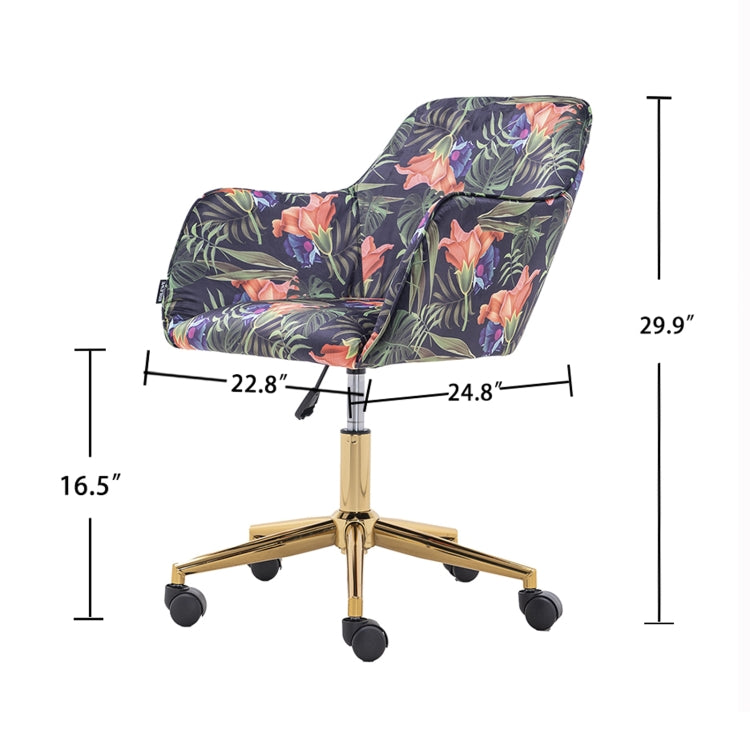 [US Warehouse] Home Office Simple Fashion Velvet Chair with Gold Metal Legs (Flower)
