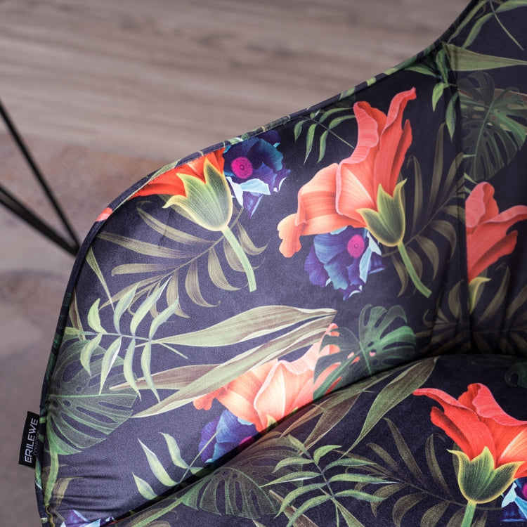 [US Warehouse] Home Office Simple Fashion Velvet Chair with Gold Metal Legs (Flower)