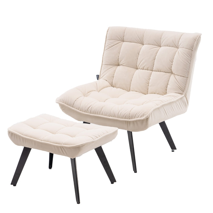 [US Warehouse] Modern Simple Fashion Leisure Sofa Chair with Black Metal Legs (Beige)