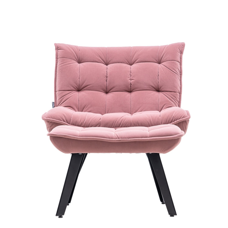 [US Warehouse] Modern Simple Fashion Leisure Sofa Chair with Black Metal Legs (Pink)