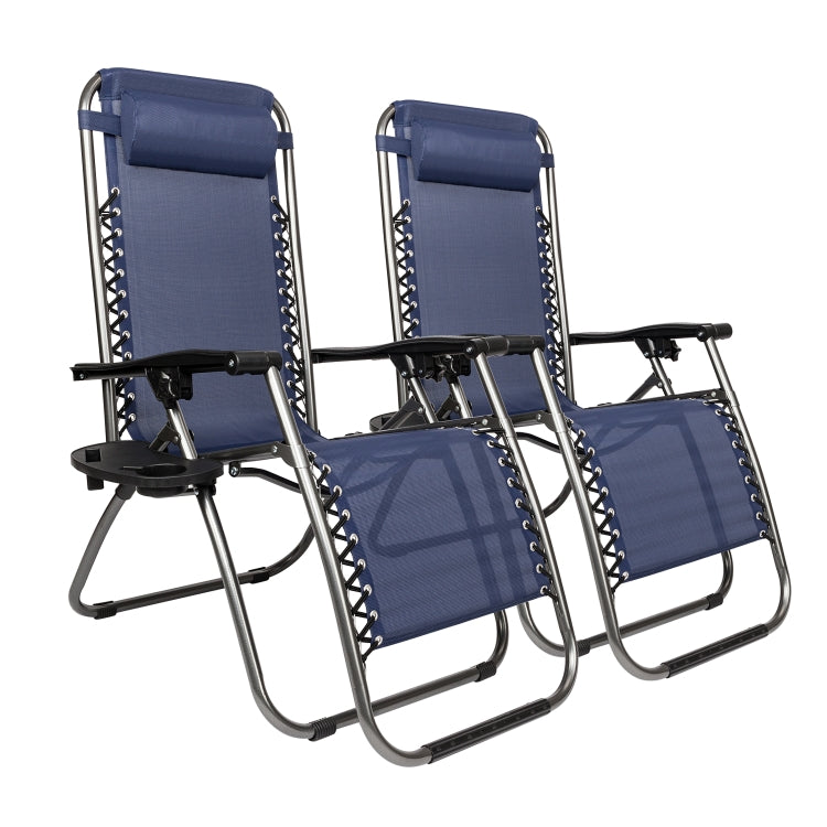 [US Warehouse] 2 PCS Plum Blossom Lock Portable Folding Chairs, Size: 175x66x111cm (Blue)