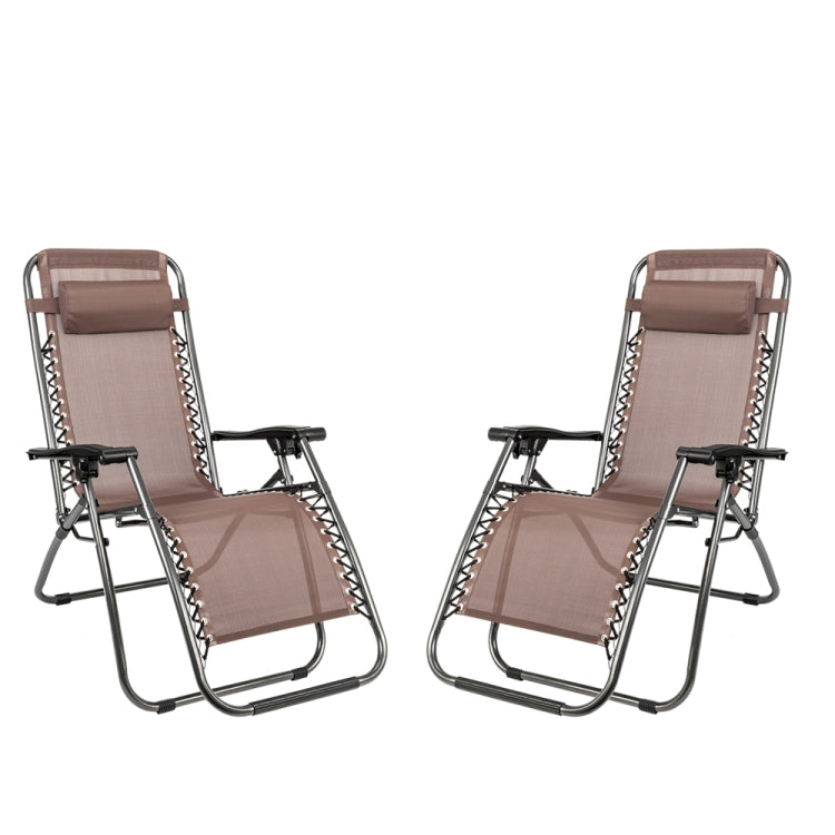 [US Warehouse] 2 PCS Plum Blossom Lock Portable Folding Chairs, Size: 175x66x111cm (Brown)