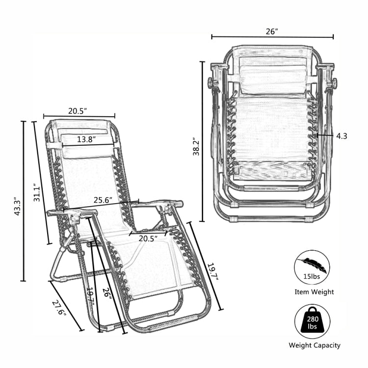 [US Warehouse] 2 PCS Plum Blossom Lock Portable Folding Chairs, Size: 175x66x111cm (Brown)