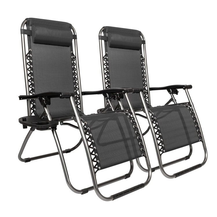 [US Warehouse] 2 PCS Plum Blossom Lock Portable Folding Chairs, Size: 175x66x111cm (Black)