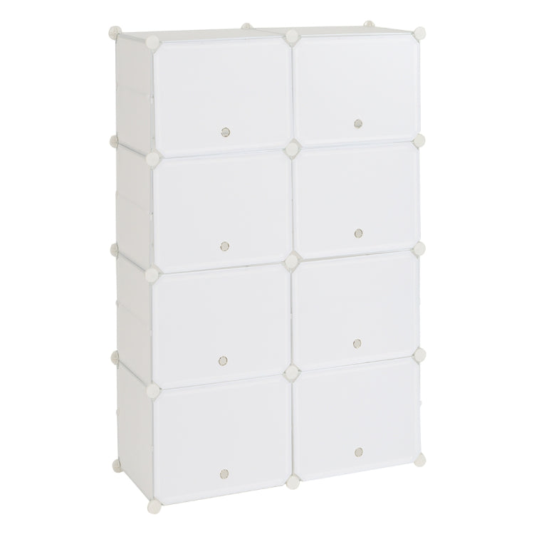 [US Warehouse] 2 Rows 7 Layers 14 Grids Free Assembly DIY Lattice Shoe Rack Organizer Storage Rack Tower Shelf Storage Cabinet Stand (White)
